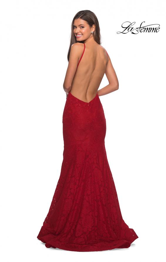 Picture of: Long Lace Prom Dress with High Neckline in Red, Style: 27289, Detail Picture 10