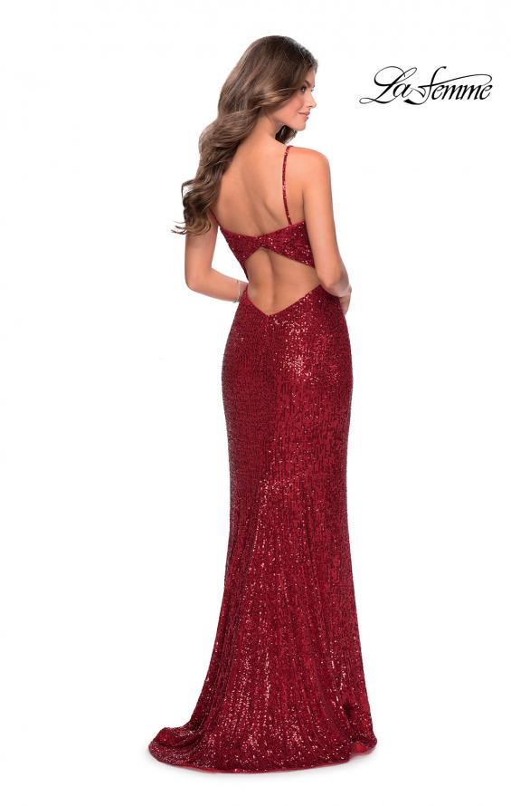 Picture of: Sequined Prom Gown with Cut Out Open Back in Red, Style: 28539, Back Picture