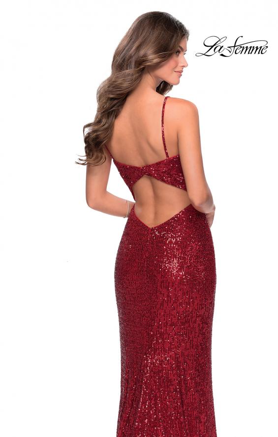 Picture of: Sequined Prom Gown with Cut Out Open Back in Red, Style: 28539, Detail Picture 5