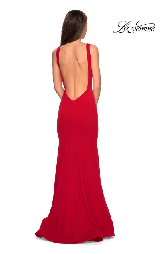 Picture of: High Neckline Jersey Prom Dress with Open Back in Red, Style: 27124, Detail Picture 6
