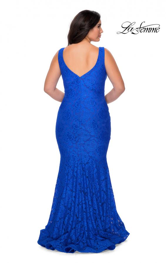 Picture of: Stretch Lace Plus Size Prom Gown with Beading in Royal Blue, Style: 28948, Back Picture