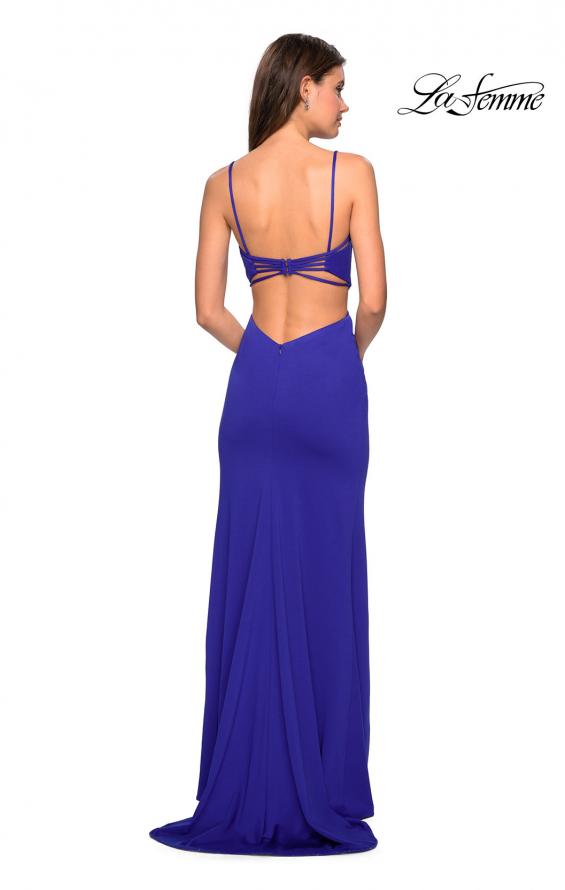 Picture of: Form Fitting Long Dress with Cut Outs and Strappy Back in Royal Blue, Style: 27516, Detail Picture 6