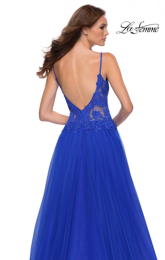 Picture of: Tulle A Line Gown with Lace Rhinestone Bodice in Royal Blue, Style 29686, Detail Picture 6