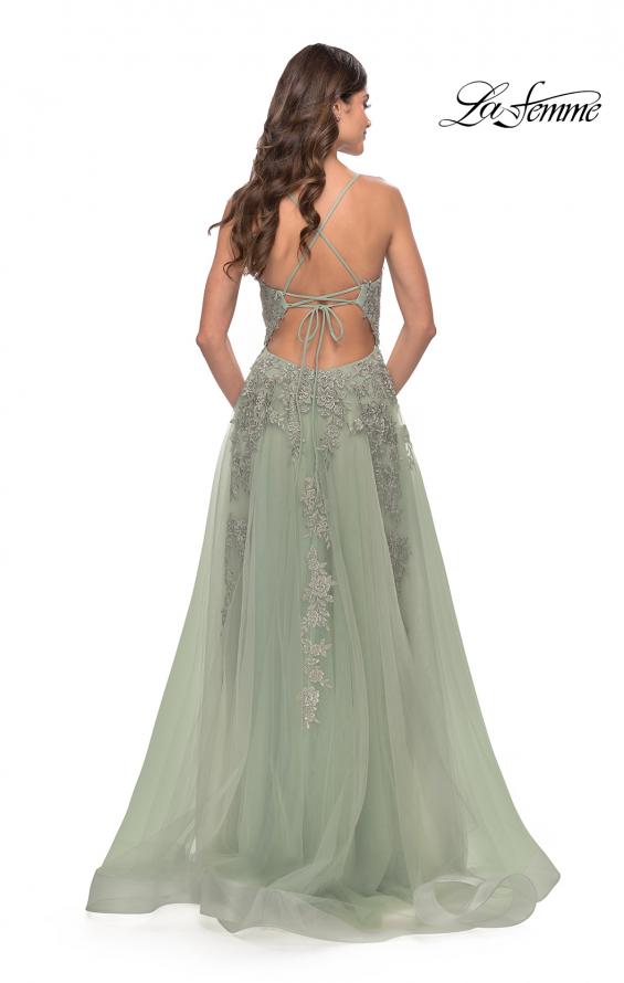 Picture of: Tulle Prom Dress with Lace Detail in Sage, Style: 31503, Detail Picture 8