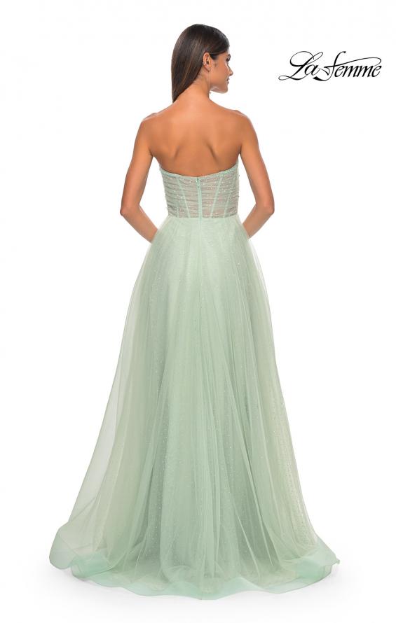 Picture of: Sweetheart Tulle and Rhinestone Prom Dress with Illusion Detail in Sage, Style: 31997, Detail Picture 15