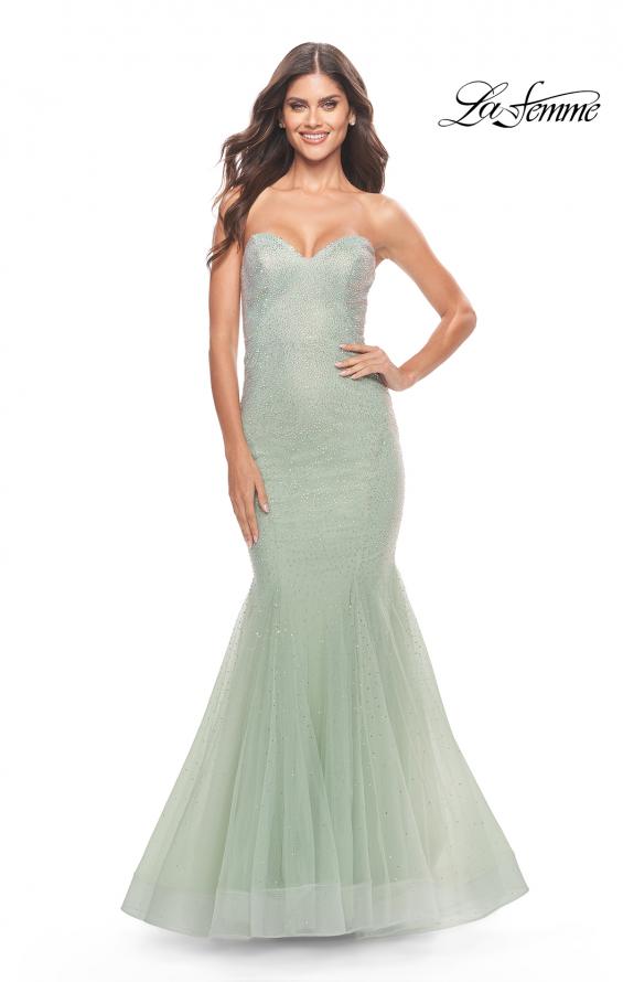 Picture of: Rhinestone Mermaid Prom Dress with Sweetheart Neckline in Sage, Style: 31285, Detail Picture 2