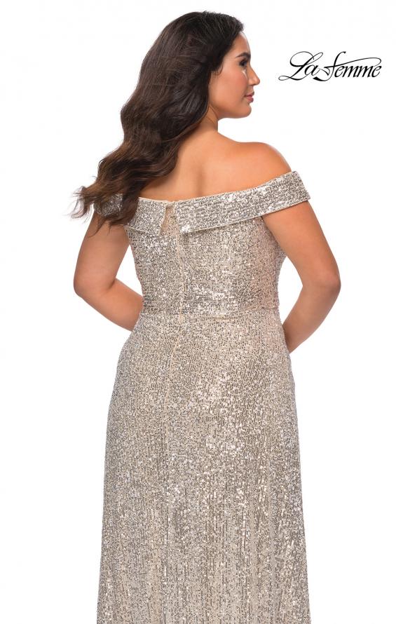 Picture of: Off the Shoulder Sequin Curvy Prom Dress in Silver, Style: 28988, Detail Picture 3