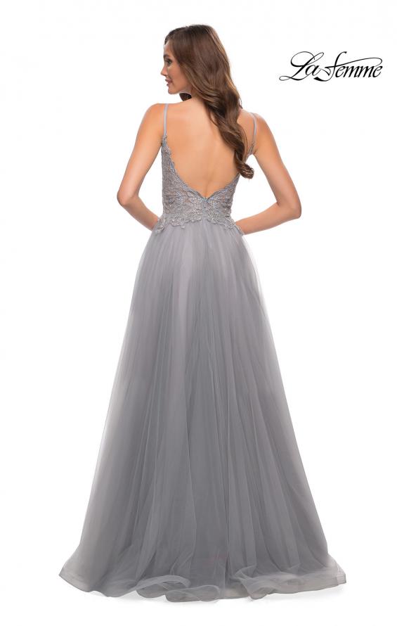 Picture of: Tulle A Line Gown with Lace Rhinestone Bodice in Silver, Style 29686, Detail Picture 8