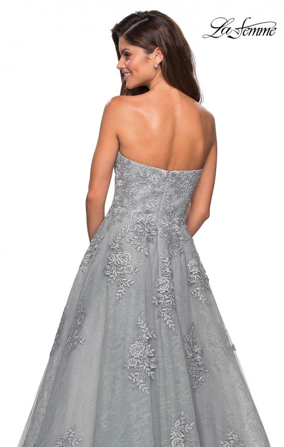 Picture of: Strapless Sweetheart Ball Gown with Lace Details in Silver, Style: 27493, Detail Picture 2