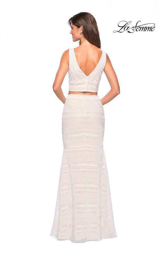 Picture of: Boho Inspired Lace Two Piece Long Prom Dress in White Nude, Style: 27189, Back Picture