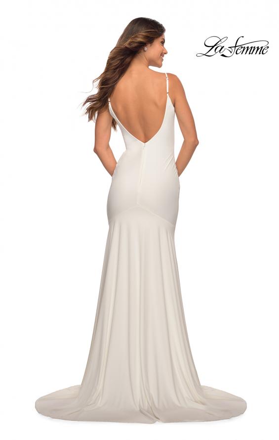 Picture of: Chic Luxe Jersey Gown with Train and V Back in White, Detail Picture 10
