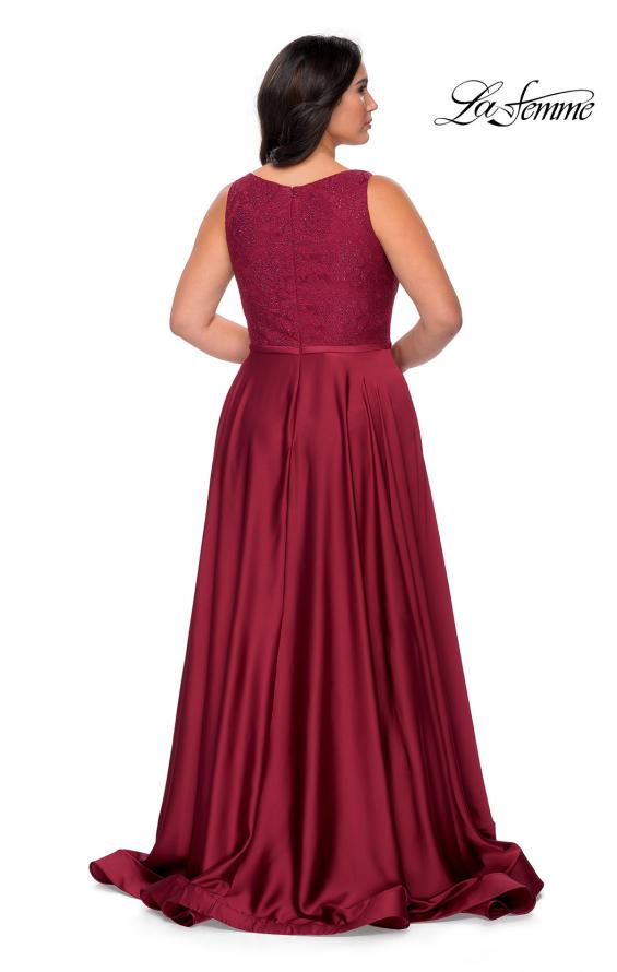 Picture of: A-line Plus Size Dress with Lace Sequin Bodice in Wine, Style: 29004, Detail Picture 5