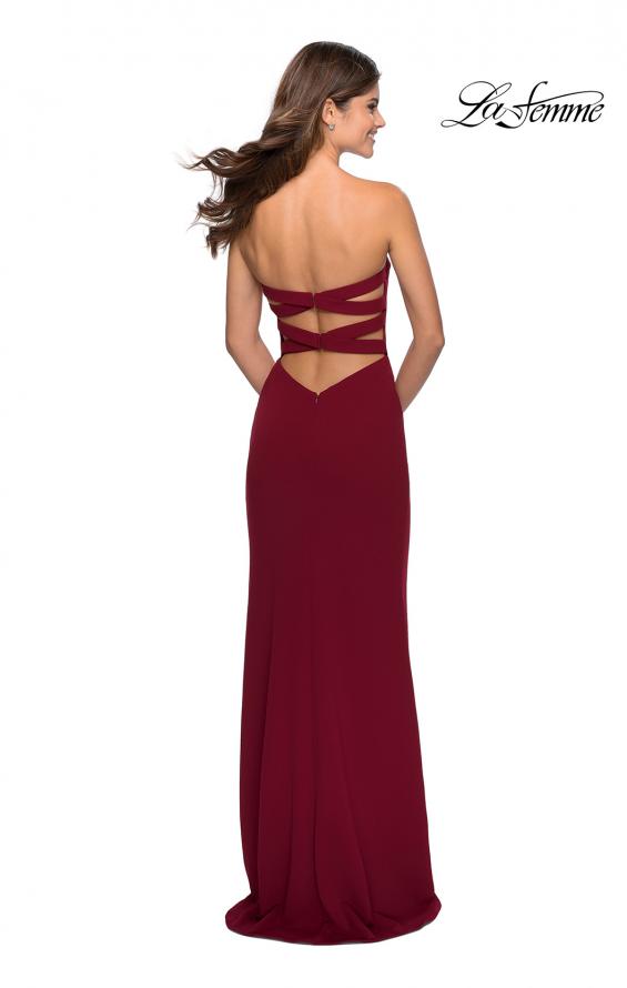 Picture of: Strapless Double Strap Long Jersey Prom Dress in Wine, Style: 28835, Detail Picture 2