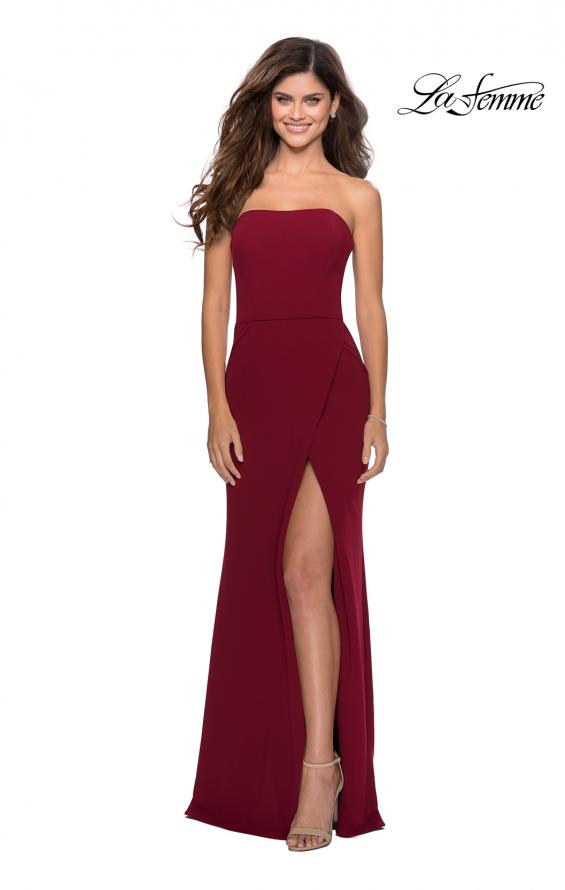 Picture of: Strapless Double Strap Long Jersey Prom Dress in Wine, Style: 28835, Detail Picture 4