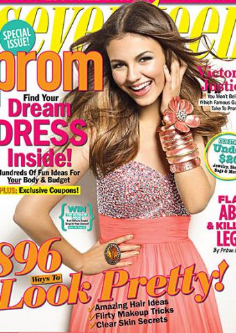 Victoria Justice in La Femme 16802 on the Cover of Seventeen Magazine Prom 2010 Edition