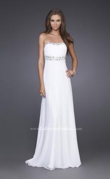 Picture of: Long Prom Dress with Ruched Bodice and Beading in White, Style: 15027, Main Picture