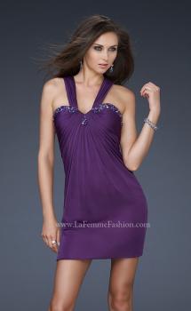Picture of: Embellished Cocktail Dress with Beading and V Back in Purple, Style: 16898, Main Picture
