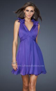 Picture of: Two Tone Chiffon Short Dress with Bows and Cut Outs in Purple, Style: 17044, Main Picture