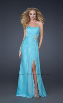 Picture of: Sexy Strapless Chiffon Gown with Beading and Leg Slit in Aqua, Style: 17112, Main Picture