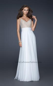 Picture of: Chiffon Prom Dress with Criss Cross Pattern and V Back in White, Style: 17138, Main Picture