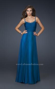 Picture of: Scoop Neck Chiffon Prom Dress with Pleated Center Front in Blue, Style: 17435, Main Picture