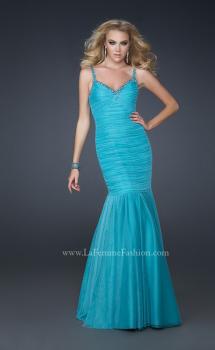 Picture of: Form Fitting Mermaid Dress with Beaded Neckline in Blue, Style: 17508, Main Picture