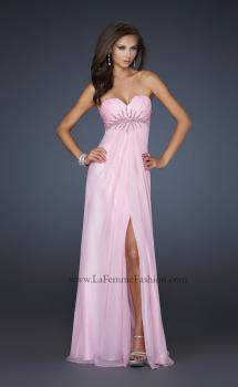 Picture of: Chiffon Empire Waist Prom Dress with Beads and Slit in Pink, Style: 17712, Main Picture