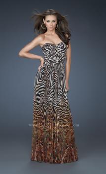 Picture of: Animal Inspired Strapless Gown with High Belted Waist in Print, Style: 18142, Main Picture