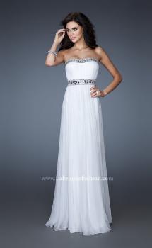 Picture of: Chiffon Prom Gown with Beaded Neckline and Empire Waist in White, Style: 18241, Main Picture