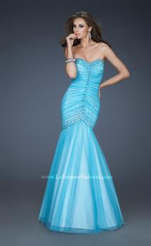Picture of: Sweetheart Neckline Net Prom Gown with Trumpet Skirt in Blue, Style: 18286, Main Picture