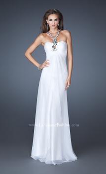 Picture of: Halter Top Long Prom Dress with Stone Embellishments in White, Style: 18499, Main Picture