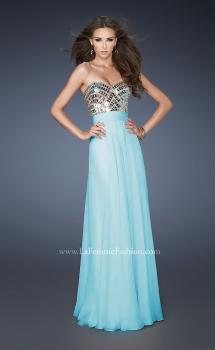 Picture of: A-line Prom Dress with Beaded Bodice and Empire Waist in Blue, Style: 18518, Main Picture