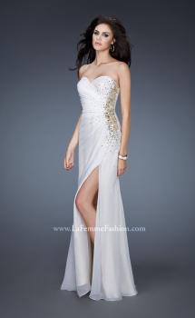 Picture of: Strapless Prom Gown with Beaded Sides and Ruching in White, Style: 18594, Main Picture
