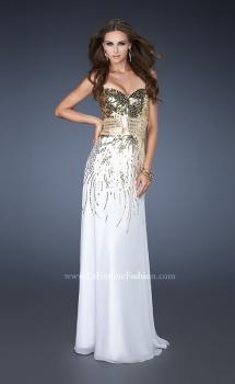 Picture of: Fitted Strapless Dress with Metallic Sequin Detail in White, Style: 18603, Main Picture