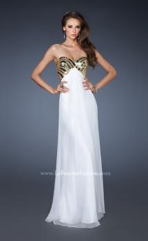 Picture of: Empire Waist Chiffon Prom Dress with Embellished Straps in White, Style: 18608, Main Picture