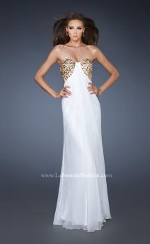 Picture of: Strapless Sweetheart Prom Dress with Front Slit and Beads in White, Style: 18617, Main Picture
