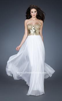 Picture of: Beaded Bodice Long Prom Dress with Sweetheart Neck in White, Style: 18626, Main Picture