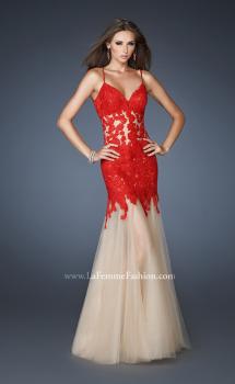 Picture of: Trumpet Style Prom Dress with Neckline and Thin Straps in Red, Style: 18675, Main Picture