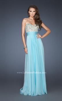 Picture of: A-line Prom Dress with Embroidered and Beaded Bodice in Blue, Style: 18704, Main Picture