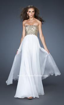 Picture of: Long A-line Dress with Sequined Bodice and Open Back in White, Style: 18708, Main Picture