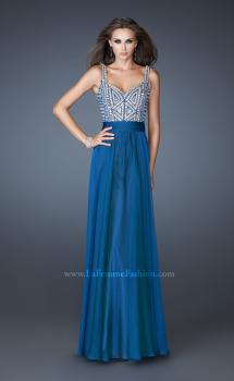 Picture of: Intricate Beaded Prom Dress with Gathered Waist in Blue, Style: 18713, Main Picture