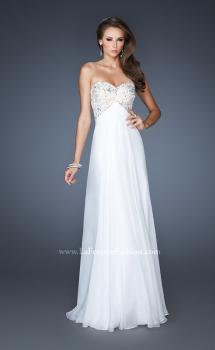 Picture of: Flowy Chiffon Prom Dress with Beaded Lace Bodice in White, Style: 18847, Main Picture