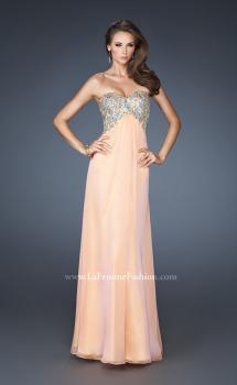 Picture of: Strapless Long Chiffon Prom Dress with Embellished Bodice in Orange, Style: 18942, Main Picture