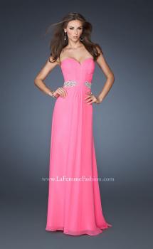 Picture of: Strapless Long Chiffon Prom Gown with Pleated Bodice in Pink, Style: 19012, Main Picture