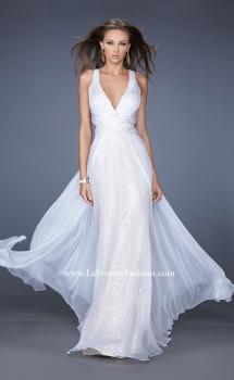 Picture of: Long Chiffon Prom Dress with Sequin Underlay in White, Style: 19255, Main Picture
