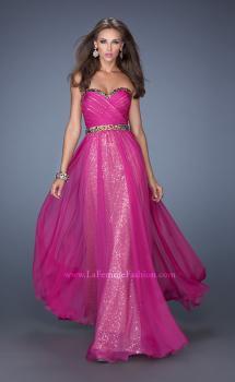 Picture of: Long Strapless Sequin Prom Dress with Chiffon Overlay in Pink, Style: 19388, Main Picture