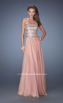 Picture of: Strapless Long Chiffon Prom Gown with Bedazzled Bodice in Pink, Style: 19398, Main Picture