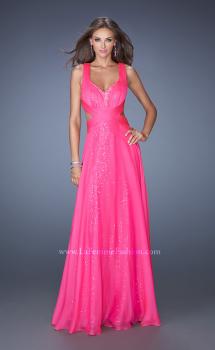 Picture of: Long A-line Chiffon Prom Dress with Sequin Underlay in Pink, Style: 19584, Main Picture