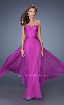 Picture of: Strapless Chiffon Prom Dress with Intricately Pleated Bodice in Pink, Style: 19662, Main Picture