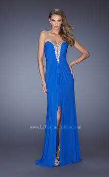 Picture of: Long Strapless Prom Dress with Bedazzled Sweetheart Bodice in Blue, Style: 19679, Main Picture